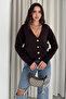 Women's Buttoned V-Neck Knit Cardigan – Classic & Urban Style - 3