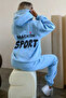 Unisex Men's Women's Sport Printed Oversize 3 Thread Hooded Tracksuit Set - 3