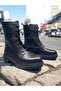 Size 35-43 Women's Lace-Up Side Zipper Casual Boots Laguna Black - 2