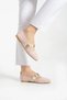 Women's Tweed Pearl Detailed Closed Back Low Heel Mary Jane Casual Ballet Flats