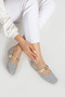 Women's Tweed Pearl Detailed Closed Back Low Heel Mary Jane Casual Ballet Flats - 3
