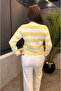 Yellow Cardigan with Stripe Detail and Silver Buttons - 3