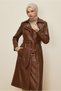 Belted Faux Leather Trench Coat 10975 - 2