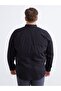 Plus Size Regular Fit Long Sleeve Dobby Men's Shirt - 4