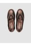 100% Genuine Leather Brown Buckle Detailed Women's Comfort Shoes - 4