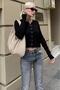 Black Snap Closure Knitwear Women's Cardigan Mg2579 - 3