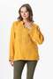 Long Sleeve Ibiza Embroidered Women's Muslin Summer T-Shirt Mustard Hrd
