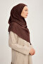 A25256 Jacquard Plaid Chiffon Scarf 120X120Cm - Brown - 3