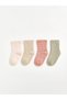 Lcw Baby Pink Striped Baby Girl Socks 4-Piece - 4