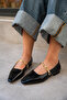 Dennis Black Patent Leather Chain Detailed Flat Women's Ballerinas - 3
