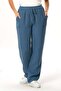Elastic Waist Multi Double Pocket Muslin Women'S/Men's Unisex Summer Trousers Indigo Indg - 5