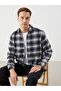 Regular Fit Long Sleeve Plaid Poplin Men's Shirt (W5)