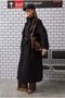 Funnel Neck Long Trench Coat Black - 4