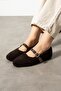 Luma Brown Belted Gold Buckle Towel Textured Lightweight Home Slippers - 3