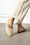 Luma Beige Belted Gold Buckle Towel Textured Lightweight Home Slipper - 3