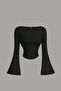 Women's Lycra Draped Long Spanish Sleeve Crop Blouse