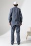 Men's Muslin Hakim Collar Shirt with Pockets and Pants Two-Piece Set, Hajj Umrah Outfit - Smoked (Ans) - 9
