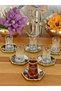 Heybeli̇ Silver Gold Metal Plate with Lace Gilded Cup 12 Pieces Tea Set for 6 People Tea Set Glass - 6