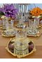 Heybeliada Gold Plate, Lace-Decorated Gilded Cup, 12-Piece Tea Set for 6 People, Glass Tea Set - 5