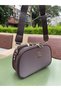 Women's Buzy Satin Leather 3-Compartment Adjustable Strap Quality Brown Hand and Shoulder Bag - 5