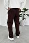 Brown Elastic Waist Gabardine Baggy Pants - 3