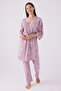 Women's Long Sleeve Lace Trimmed 3-Piece Pajama Set with Robe and Drawstring Straps - 4