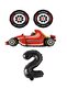 Red Race Car Rubber and Black Figure Foil Balloon Set Age 2