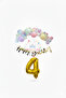İstoç Happy Birthday Written Calligraphy Banner Macaron Balloon Set 4 Years Old Gold Set Birthday