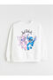 Ecru Crew Neck and Angel Printed Girls' Sweatshirt - 3