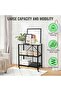 SKY-TOUCH 3-Tier Foldable Storage Shelves, Kitchen Shelf with Caster Wheels, Easy Assembly Shelf Foldable for Living Room Bedroom Kitchen Garage Black - 4