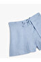 Girl's Blue Linen Shorts - 3