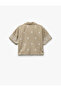 Women's Khaki Oversized Crop Shirt - 4