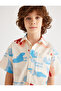 Boy's Beige Printed Cotton Shirt - 3