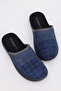 Men's House Slippers Blue Winter Warm Lined Non-Slip Sole Comfortable Soft Indoor Slippers - 2