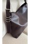 Large Size Bitter Coffee Color Buckle Adjustable Ring Strap Tote Women's Hand and Shoulder Bag - 2