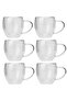 New Design Double Wall 250 ml Glass Mug with Handle, Tea Nescafe Cup, Dowry List, 6 Pieces 2037 - 2