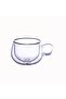 New Design Double Wall 200 ml Glass Cup with Handle, Nescafe Cup, Tea Cup, 4 Pieces 2673 - 4