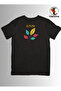 Unisex Oversize Leaf Printed Cotton Crew Neck Short Sleeve Black T-Shirt