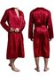 Men's Satin Dressing Gown Long Bathrobe Lightweight Silk Sleepwear Pyjamas for Men with Belt MG03 - 6