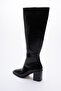 Women's Patent Leather Boots with Zipper Black Arsen - 5