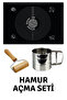 Black 45x65 Cm Silicone Dough Rolling Mat, Steel Flour Sieve and Dough Roller with Wooden Handle