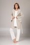 Winter Crepe Textured Maternity Pajama Set with Dressing Gown - 2