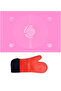 Set of 2 Pink 45x65 Cm Silicone Dough Rolling Mat and Red Silicone Fireproof Kitchen Oven Mitts