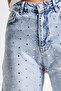 Itsbasic Women's Jeans Color Bright Symmetrical Stone Straight Fit High Waist Design Denim Jean - 3