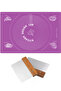 Purple Measuring Dough Rolling Mat 45 X 65 Cm and Stainless Steel Wooden Handle Dough Cutter Scraper Spatula