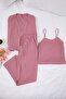 Gül Kurusu 3'lü Paket Pamuklu Fitilli Örme Pijama Takımı THMAW26PT00215 - 6