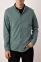 Koyu Yeşil Düğmeli Yaka Apoletli Slim Fit Uzun Kol %100 Pamuklu Keten Görünümlü Gömlek TMNSS20GO0189 - 3