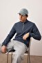 Indigo Regular/Normal Cut Stand Collar Thick Fleece Inside Sweatshirt Tmnaw26Sw00021 - 6