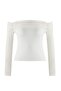 Ekru Aksesuar Detaylı Carmen Yaka Fitted/Vücuda Oturan Örme Bluz TWOAW26BZ00285 - 5