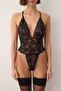Siyah Dantel Kapsız Body THMAW26BD00015 - 3
